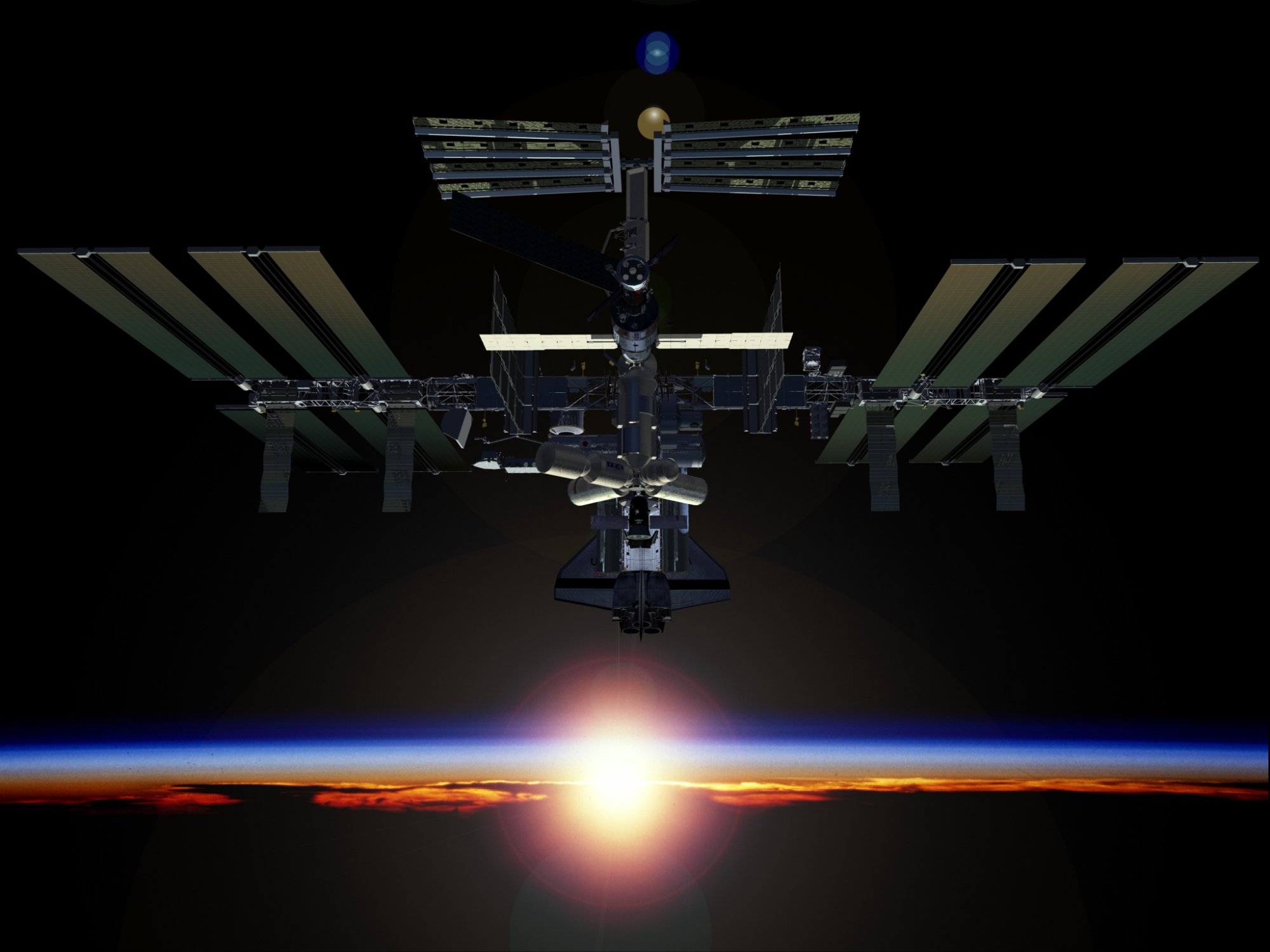 Space station at sunrise